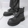 Мужские ботинки мартин большого размера на толстой подошве с высоким берцем - Осень/Зима, мотоциклетный стиль, британская мода