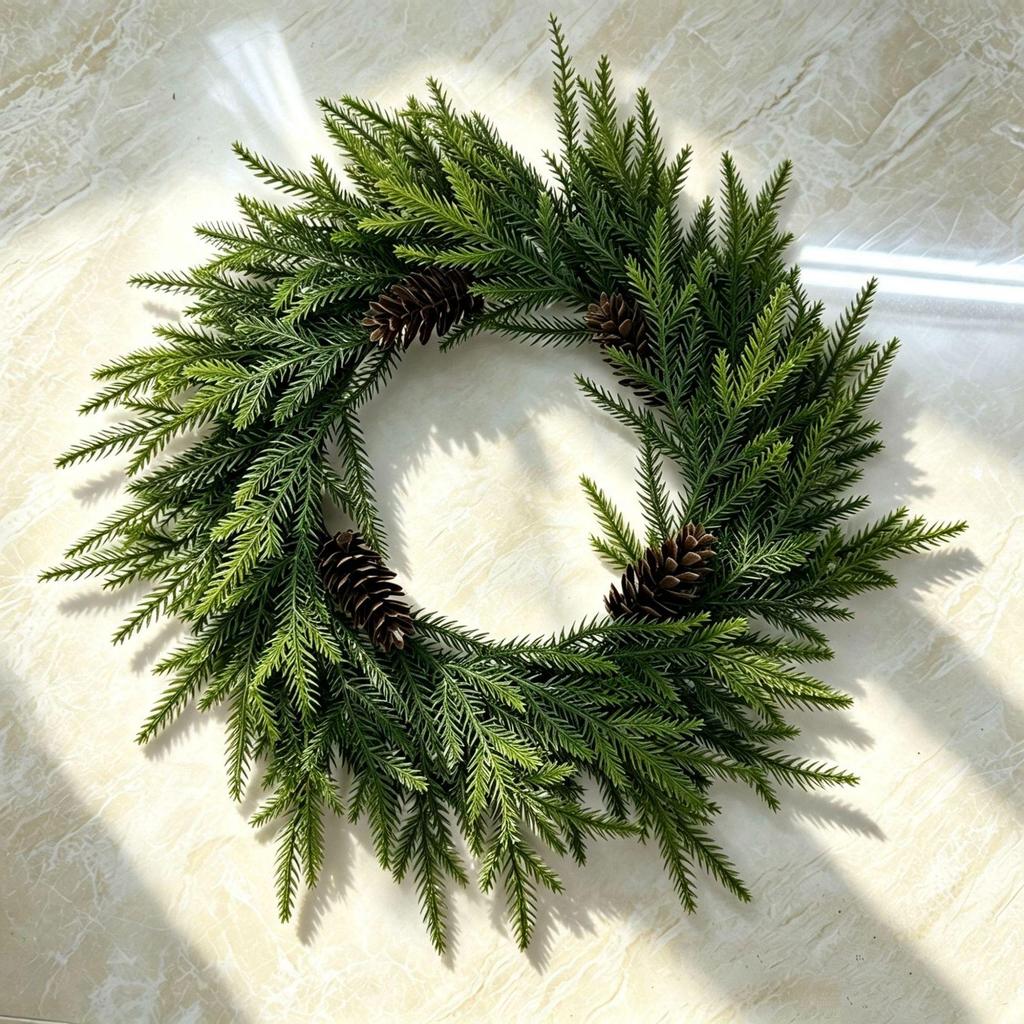 Founock Christmas Wreath with Pine Cones and Poinsettias – Wall and Door Hanging Decoration