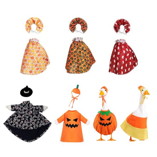 Осенний наряд гуся День благодарения Хэллоуин Рождество Костюм гуся Праздничная одежда для газона для 23-дюймовых газонных гусей Украшение для крыльца и сада