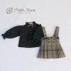 Petite Marie Scale BJD Jumper Skirt with Brown Ribbon and Black Blouse Set Check British Glen Plaid Jumper Skirt for 40cm BJD Dolls 1/3 (2 Pieces)