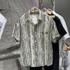 Summer New Striped Shirt Short-sleeved Men's Fashion Trend Versatile and Personalized Button Cardigan Men's Clothing