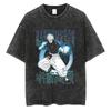 Anime Jujutsu Kaisen Print T Shirt Men Summer Zenin Maki Streetwear Tshirt Oversized Vintage Washed Short Sleeve Casual Tshirt