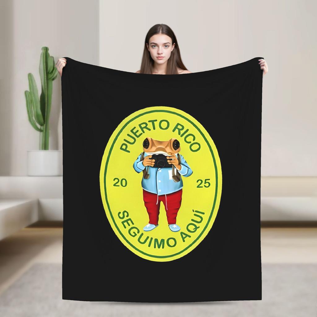DTMF Más Fotos Puerto Rico Frog 2025 Fleece Throw Blanket Bad Bunny Blankets for Sofa Couch Ultra-Soft Bedspread,