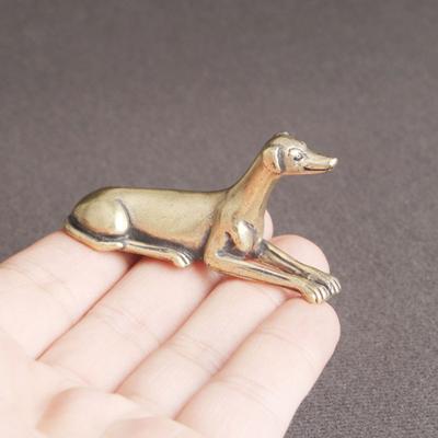 Маленькие латунные статуи, винтажное процветание, реалистичная собака, знак зодиака, чай, домашнее животное, пресс-папье, гончая, украшение для рабочего стола