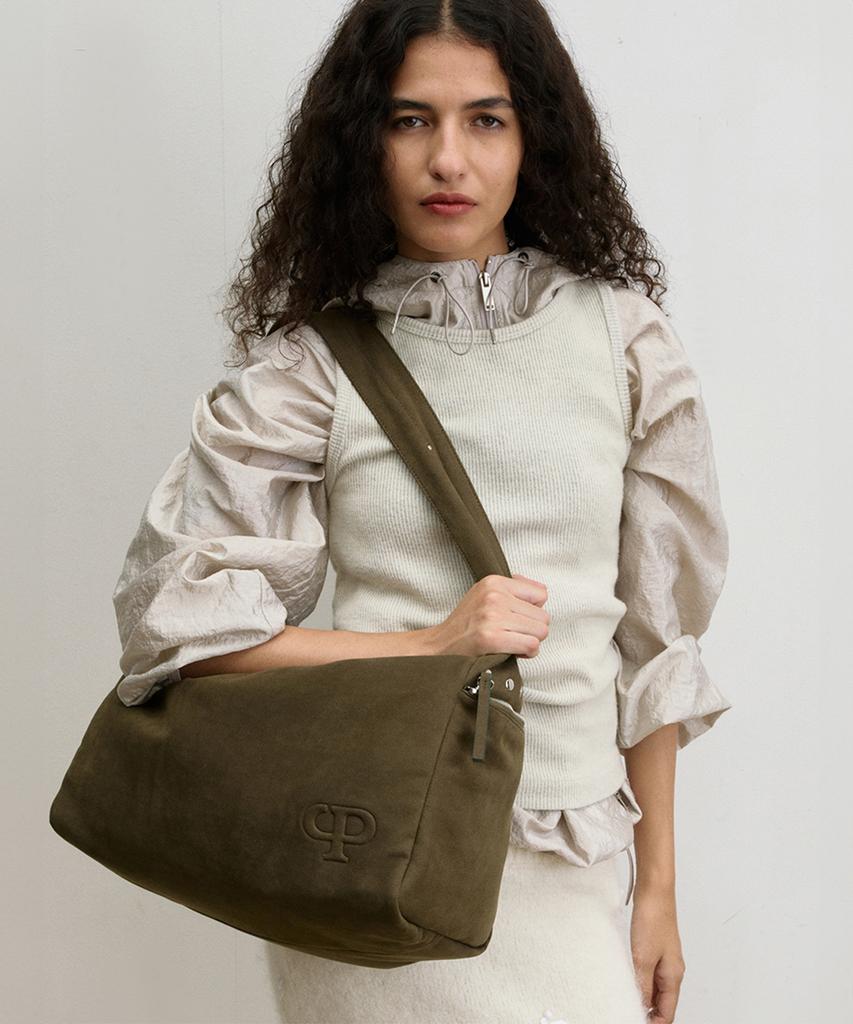 Christine Project Stud Suede Bulky Bag(Matcha)
