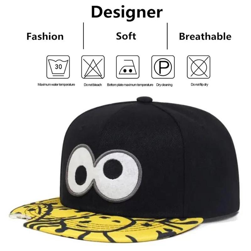 Модная бейсболка Snapback для взрослых с большими глазами и рисунком из мультфильма, синяя регулируемая шляпа от солнца, шляпа для уличных танцев, хип-хоп, кепка для дальнобойщиков, ковбойские кепки