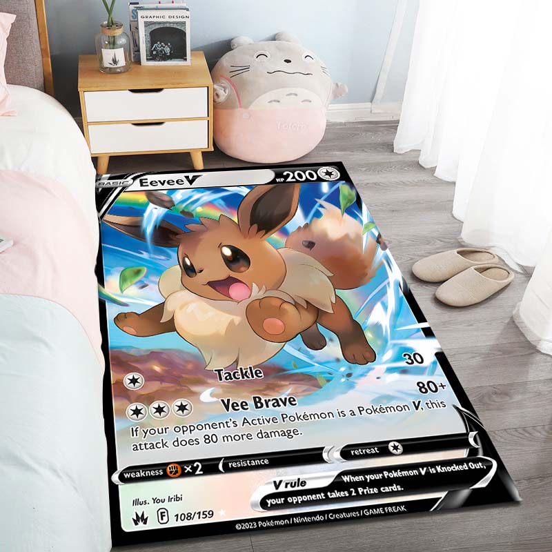 3D P0kemon Eevee Clan Cards Pattern Printed Carpets Living Room Bedroom Sofa Floor Mat Modern Large Area Decorative Rugs Gifts