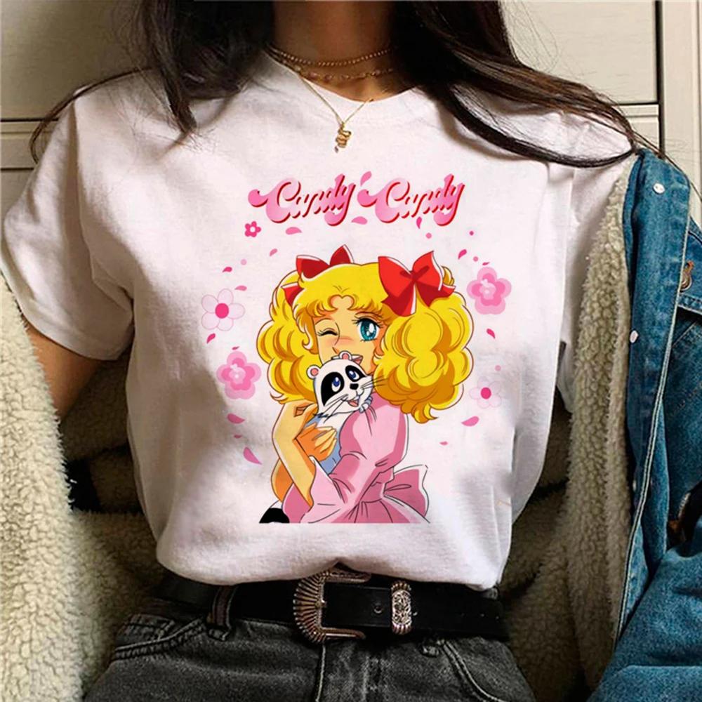 Candy Top Женская дизайнерская футболка Мода Девушка Харадзюку Летняя Хлопковая Футболка с Принтом Летняя Повседневная Удобная Футболка Топ