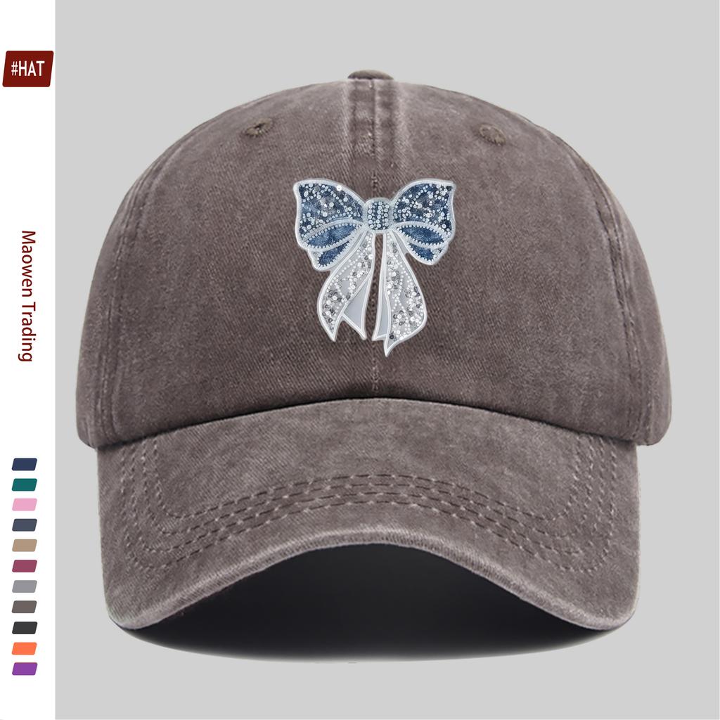 pc pcs for Mens  Womens Adjustable Trucker Cap with Bow Print  Vintage Washed Buckle Strap Lightweight Baseball Hat Suita