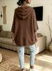 Women's European & American Knit Hooded Drawstring Sweatshirt Sweater - New Style, Loose Fit, Woolen Outerwear (2026)