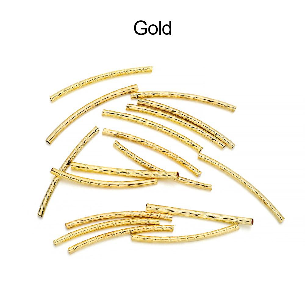 100pcs/lot 25-30 mm Stripe Copper Curve Tube Spacer Beads Connectors For DIY Jewelry Making Bracelet Necklace Accessories