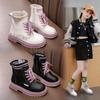 Сапоги для девочек, летние, новые, черные, короткие, шерстяные, весенние и осенние, кожаные сапоги