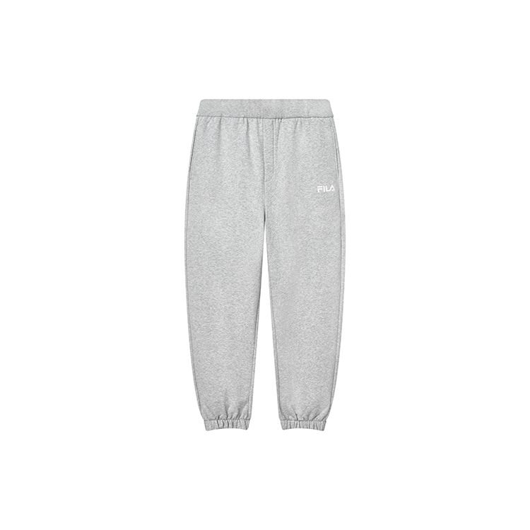 Fila Свободные брюки из флисового трикотажа с манжетами, однотонные, спортивные, повседневные, мужские, низ, облачно-серый, цветочно-серый, F51M249699F-MG
