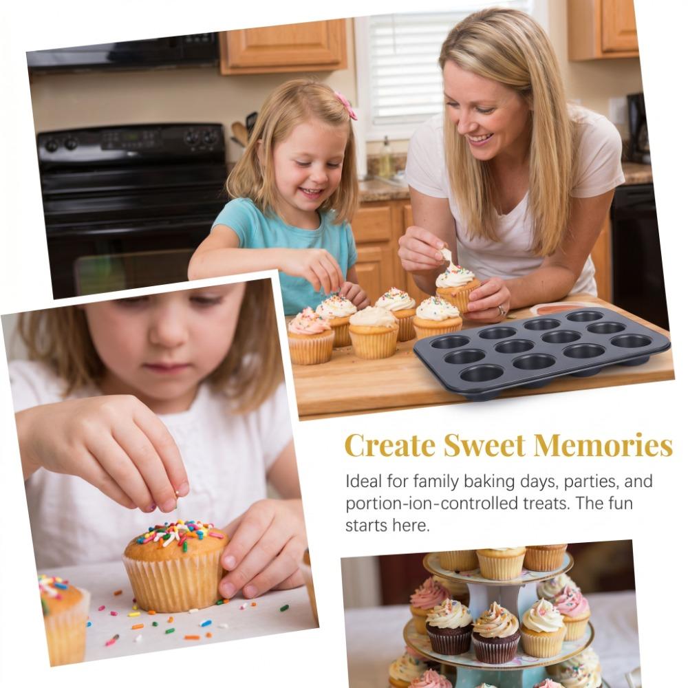 Carbon Steel Cupcake Tin Nonstick Coating Baking Pan Tea Cakes Bakeware Tray Home Baking