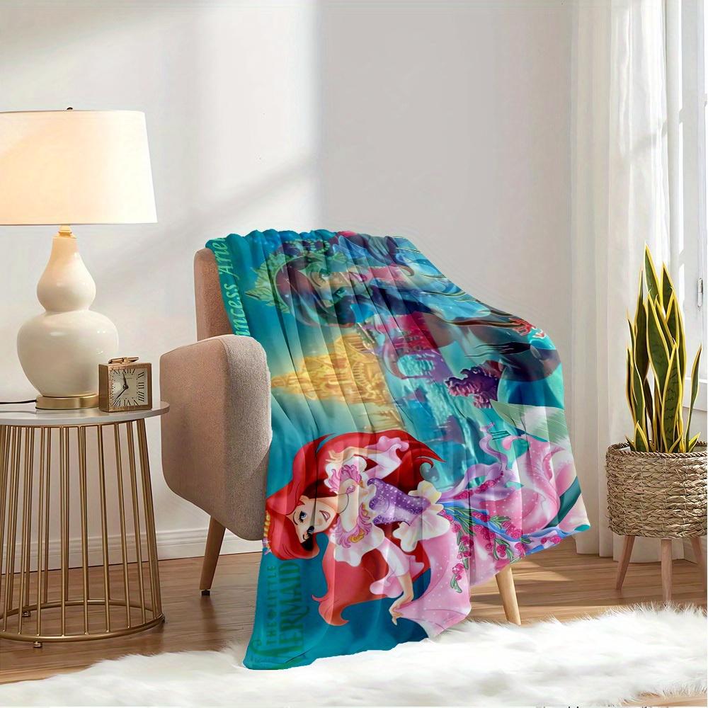 1pc Flannel Undersea Princess Ariel Mermaid Bed Sheet Quilt Cover Sofa Blanket Birthday Gift Home Decoration