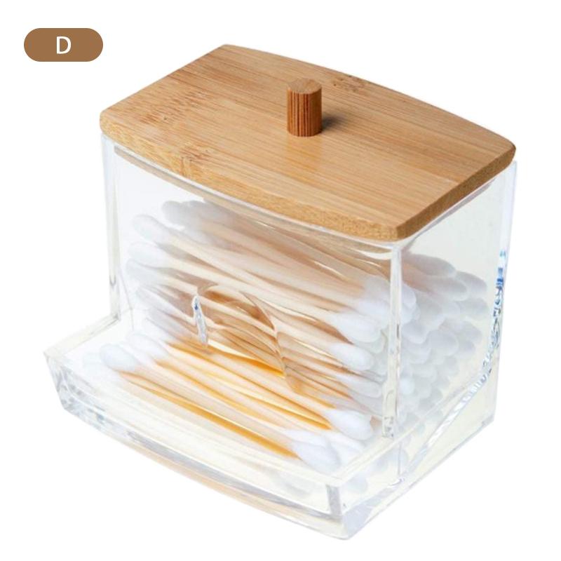 Makeup Cotton Pad Organizer Storage Box For Cottonswab Container With Bamboo Lid