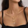 3 Pcs Plated Heart Initial Necklace Sets for Women Fashion Multilayer Letter Choker Necklaces Copper Metal Jewelry Gift