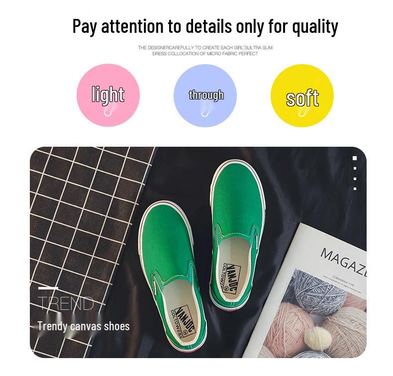 Женские парусиновые слипоны на осень 2025 года - Повседневные белые кроссовки в корейском стиле