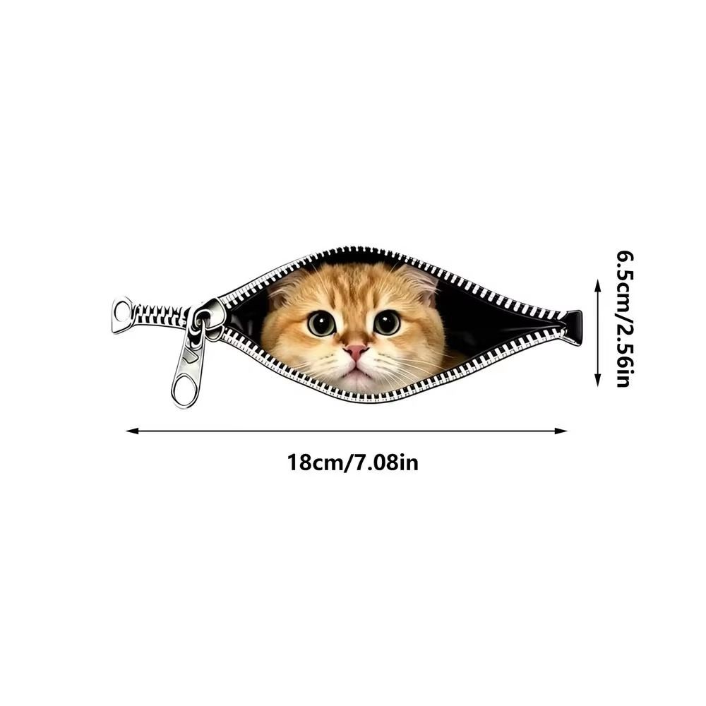 Waterproof Cat Car Sticker Zipper Design Car Window Glass Sticker Pet Lover Decoration