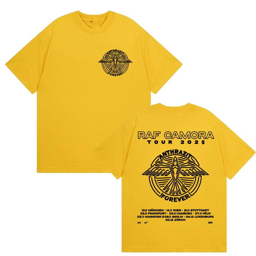 Мерч тура рэпера Raf Camora 2025 Мужская хип-хоп футболка оверсайз из хлопка Футболки в ретро-стиле Готическая модная футболка Уличная одежда