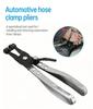 Плоскогубцы для хомутов для шлангов водопроводных труб автомобиля. Зажим с поворотным приводом. Инструмент для фиксации губок. Снятие и установка кольцевых плоских хомутов для шлангов.