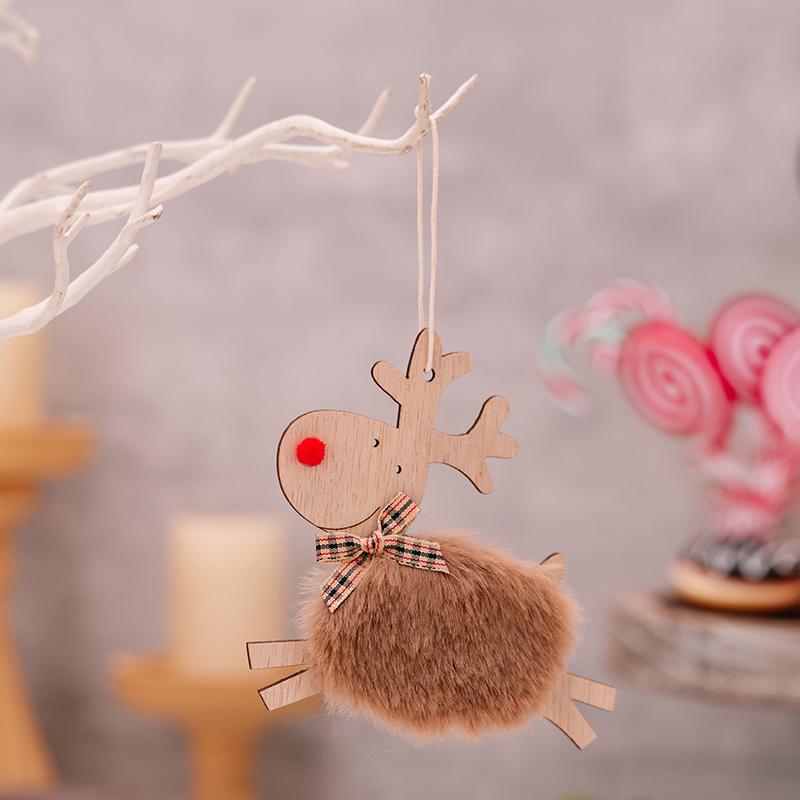1 шт. Рождественская елка, подвесные украшения, деревянный плюшевый олень, подвеска, рождественское украшение