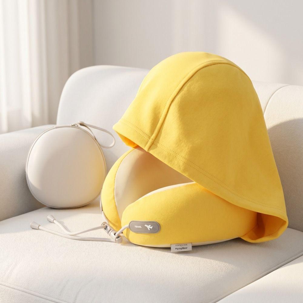 Ice Silk Ergonomic Neck Pillow Soft Travel Pillow Nap Hooded Neck Pillow Airplane