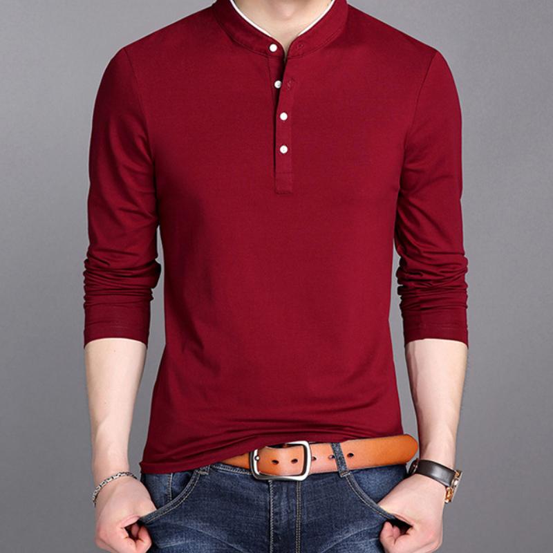 Мужская деловая повседневная футболка-поло с длинным рукавом, летняя удобная и дышащая однотонная футболка