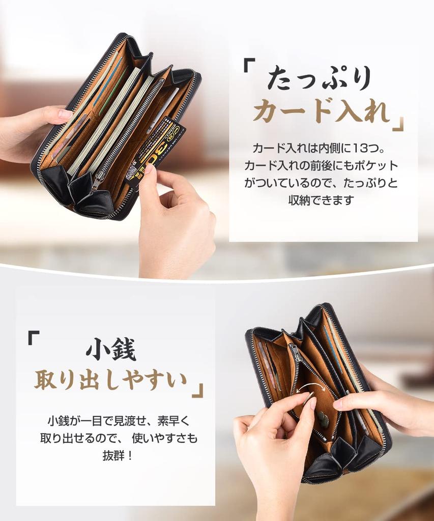 Tochigi Leather Long Genuine Large YKK Made by Top Wallet Cowhide Coin Solid Popular Gift Men's Wallet, Leather, Capacity, Zipper, Craftsmen, Women's