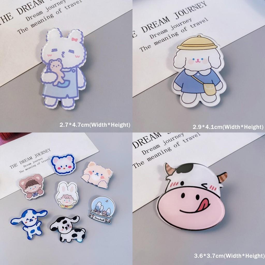 Adorable Cartoon Dog Rabbit Cow Brooches For Backpack And Handbag Decoration