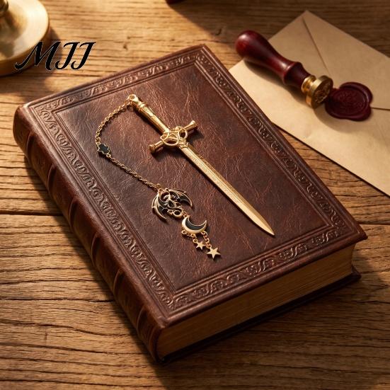 Изысканные Металлические Закладки для Книг Луна и Драконий Клинок, Креативные Нескользящие Персонализированные Книжные Подарки, Маркеры Страниц для Фанатов Фэнтези, Гравированные