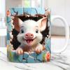 3D Effect CAT Dog Bear Animals Coffee Mug Wrap, 11oz Sublimation Ceramic Tea Cup,Beer Mugs,Milk Cups Surprised Gift For KIDS