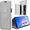 Protective Case - E.F.CONNECTION - for OPPO Reno 8 5G - Silver - Mirror Effect - Flip Cover - 2 Tempered Glasses