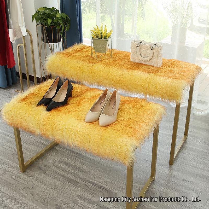 Irregular Imitation Wool Non-slip Carpet for Bedroom, Living Room, Sofa, and Bedside - Thickened & Washable.