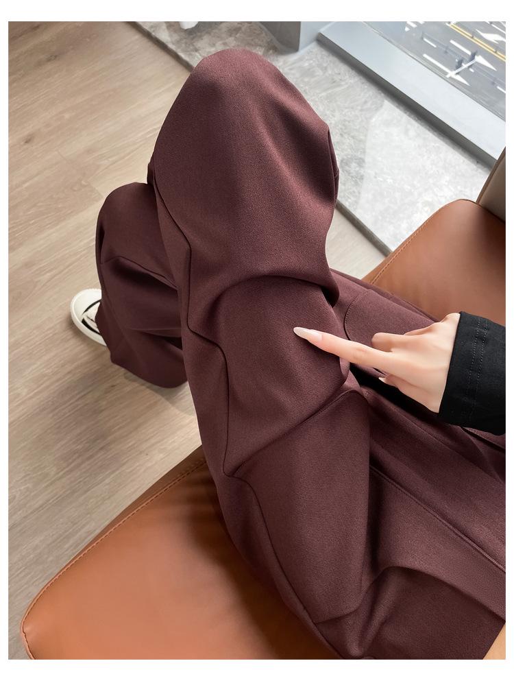 Ankola 2024 Women's High-Waist Wide-Leg Red Suit Pants for Autumn