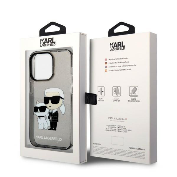 Etui do iPhone 14 Pro Max Karl Lagerfeld Glitter Karl&Choupette Czarne