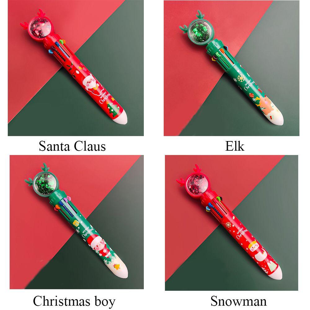 Мультяшный лось Рождественский мальчик Счастливого Рождества Санта Клаус Рождественская шариковая ручка Канцелярские товары Десятицветная ручка