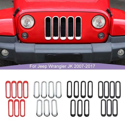 ABS передняя решетка автомобиля украшение кольцо крышка наклейки для Jeep Wrangler JK 2007-2017 автомобильные внешние аксессуары