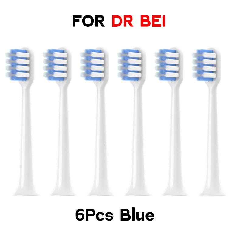 6PCS Toothbrush Heads for DR BEI C1 Sensitive Clean Whitening Standard Vacuum Sealed Packed Soft DuPont Bristle Nozzles