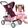Poussette Pour Poupée Légère Et Pliable Avec Capote, Panier Et Harnais - Kinderplay (KP0280G)