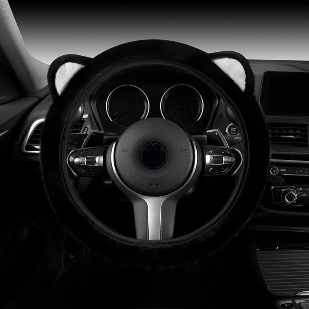 Нескользящая плюшевая накладка на руль Теплый чехол на руль Милые кошачьи ушки Чехол на руль Зима