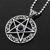 Unisex Vintage Hollow Pentacle Pentagram Star Circle Zinc Pewter Charm Necklace