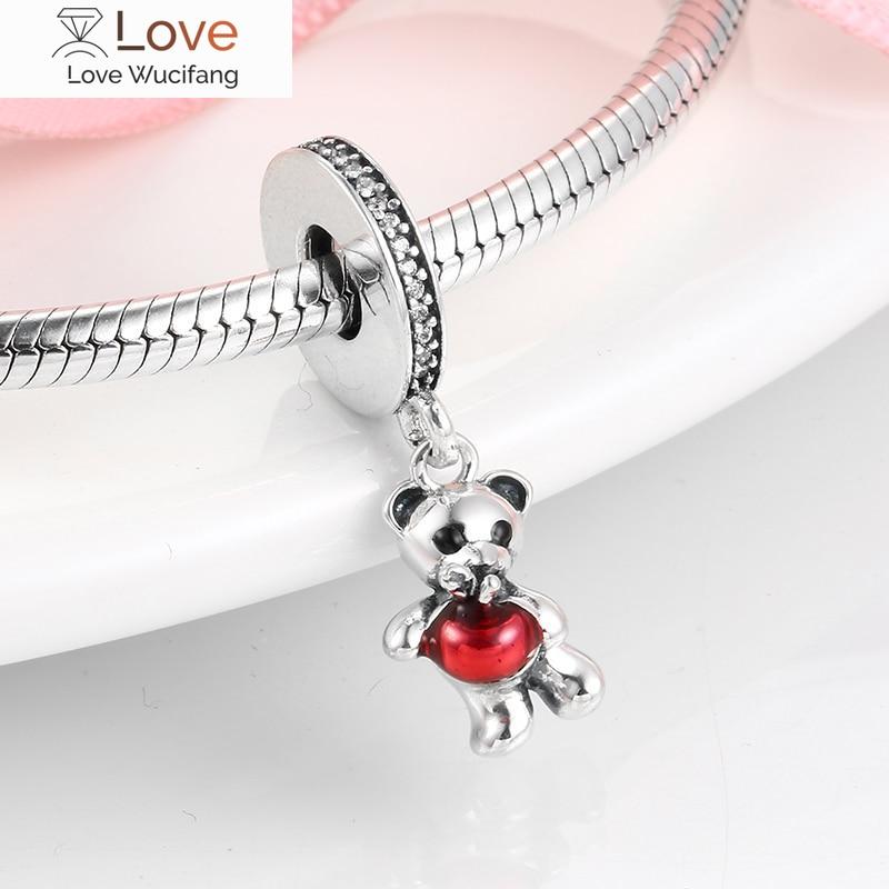 Fashion 925 Sterling Silver Square Rainbow Puzzle Bear Beads Fit Original Charms Jiuhao Bracelet Jewelry Making
