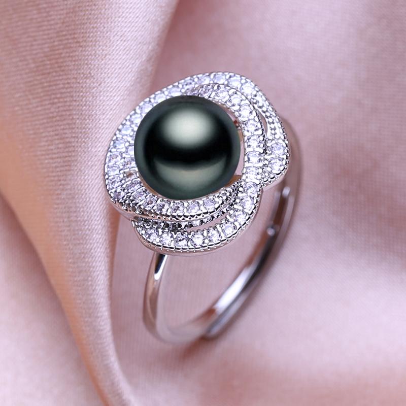 seniko Кольца с натуральным пресноводным жемчугом для женщин, модное женское кольцо с кубическим цирконием и CZ, ювелирные изделия с жемчугом, регулируемое кольцо