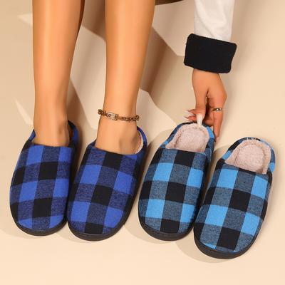 Классические женские черные красные клетчатые хлопковые тапочки нескользящие зимние клетчатые ретро рождественские подарочные домашние тапочки из хлопка