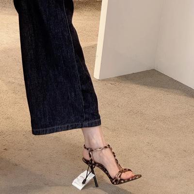 Spice girl рекомендует~~ Сексуальные туфли на высоком каблуке с леопардовым принтом, женские туфли-шпильки с открытым носком, летние сандалии с ремешками