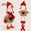 Seasonal Goose Accessories 7 Inch Desk Outfits, 4 Pcs Knitted Sweater Hat Scarf Miniature Apparel Crossbody Bag Winter Holiday Accessory for