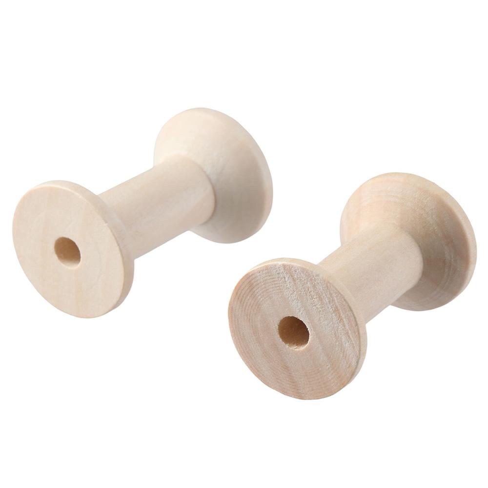 20PCS Wooden Empty Thread Spools 20PCS Natural Wire Weaving Bobbins Sewing Machines