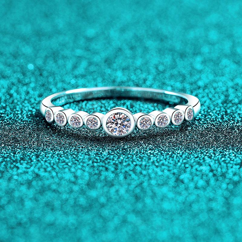 Серебряное кольцо Yinbaichuan S925 с муассанитами «Пузырь» для женщин - Элегантное, Повседневное, Универсальное.