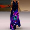 Женское платье трапециевидного силуэта, макси, длинное, без рукавов, ночной фиолетовый, с принтом бабочки, осень-зима, с v-образным вырезом, стиль ретро, ​​элегантное